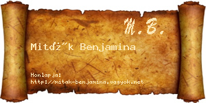 Miták Benjamina névjegykártya